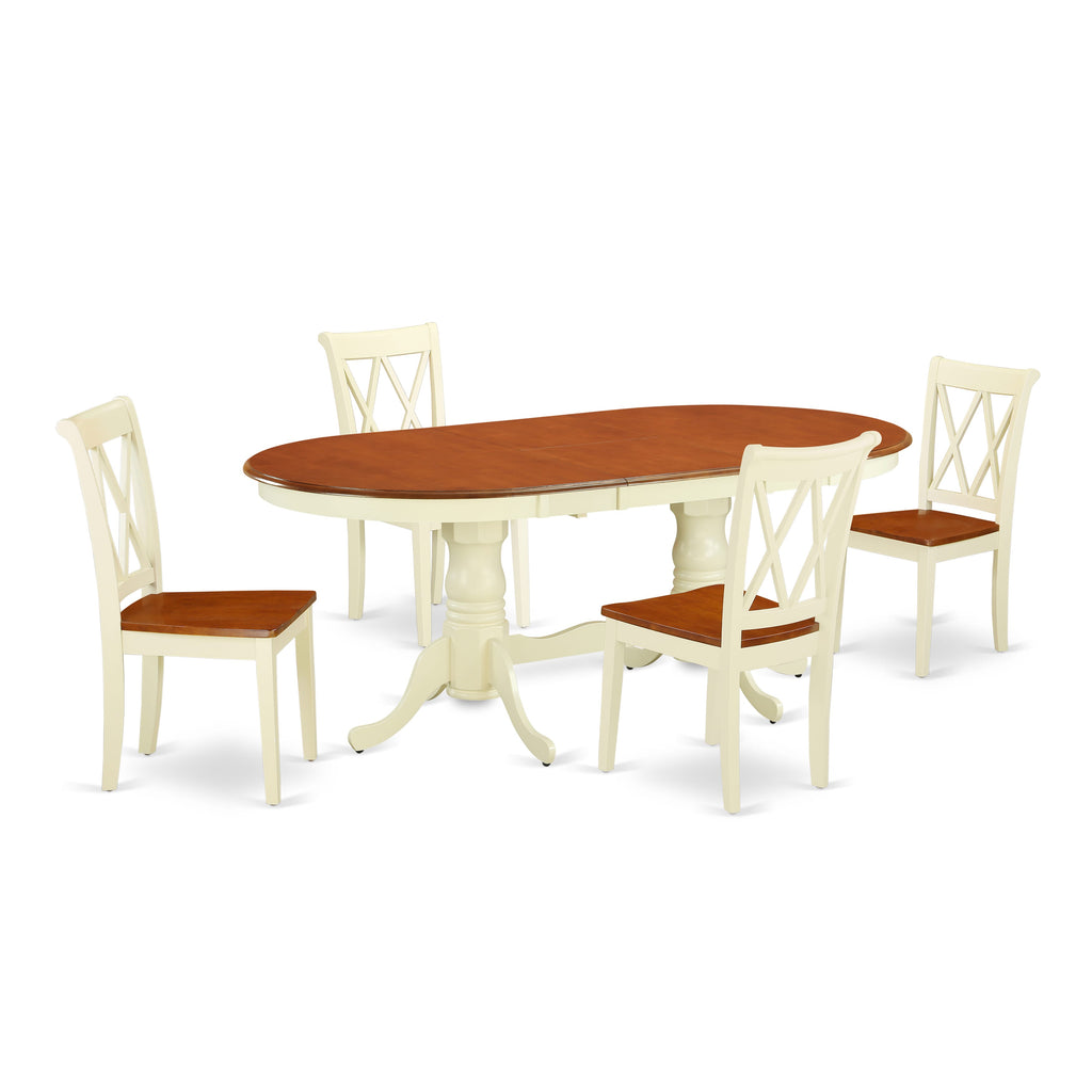 PLCL5-3U8-K 5-Piece Dining Collection - Oval Buttermilk and Cherry Table with Four Chairs