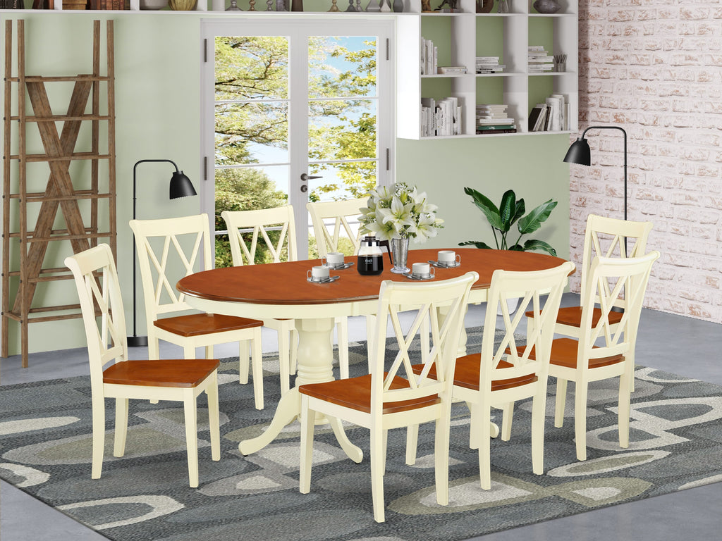 PLCL9-ECY-U 9-Piece Dining Ensemble with Oval Table & 8 Chairs in Elegant Satin Cherry Finish