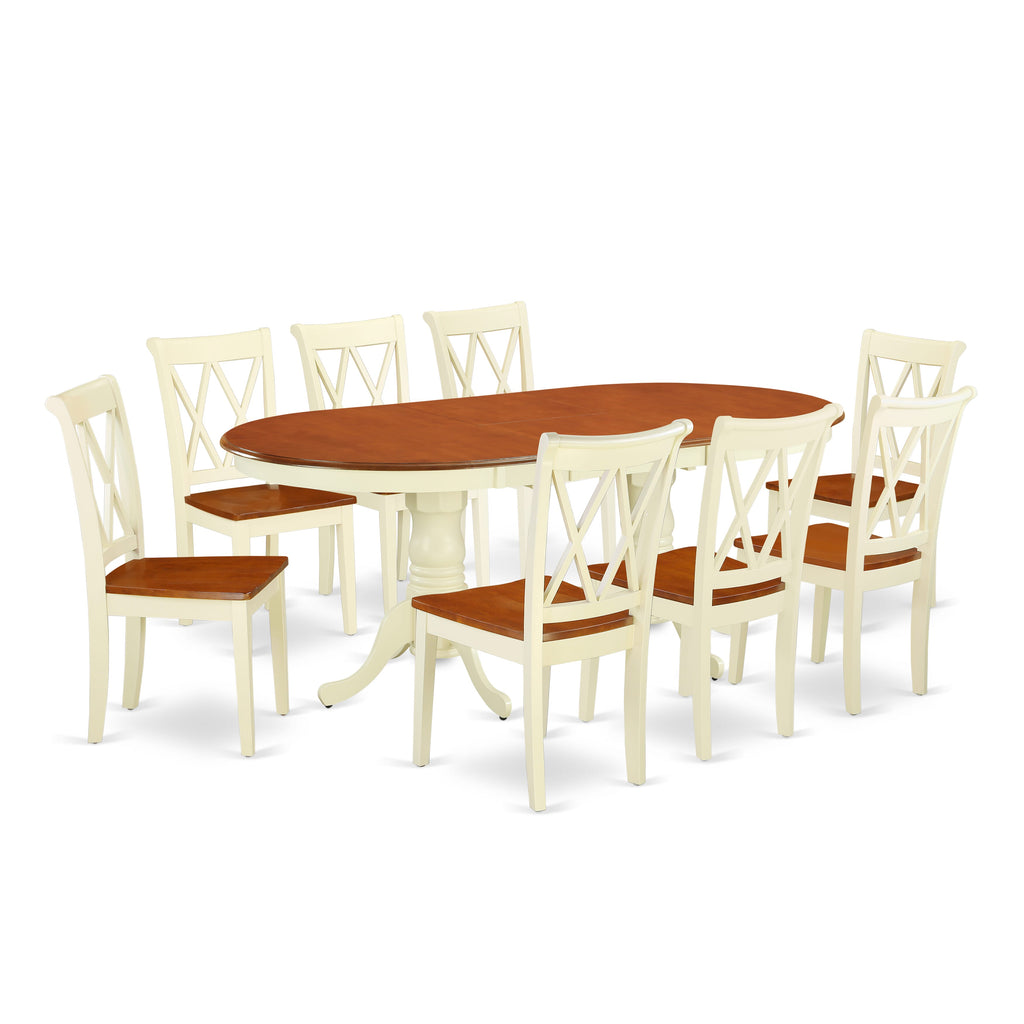 PLCL9-ECY-U 9-Piece Dining Ensemble with Oval Table & 8 Chairs in Elegant Satin Cherry Finish