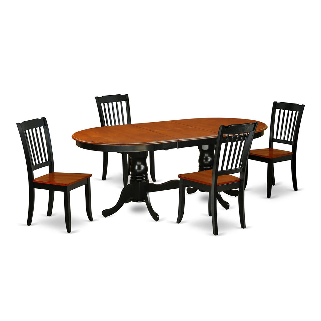 PLDA5-5LO-N 5-Piece Dining Ensemble with Oval Table, Butterfly Leaf & 4 Stylish Seats in Dual Tones