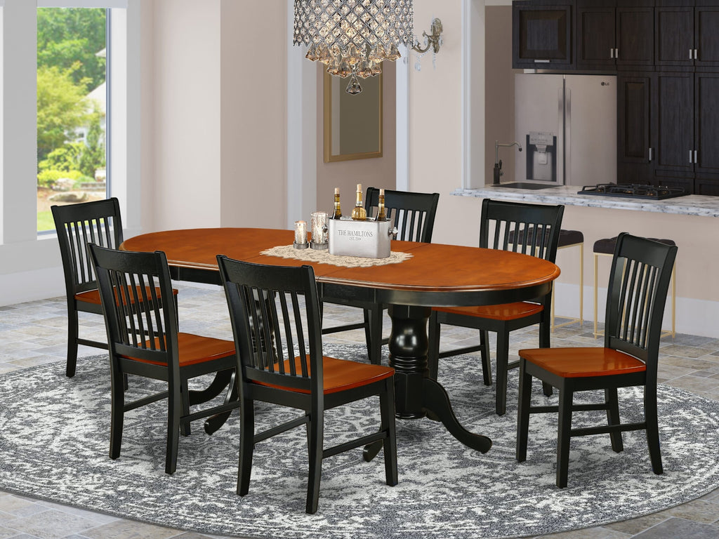 PLNO7-G7I-8 Elegant 7-Piece Oval Table Ensemble with Butterfly Extension and 6 Classic Wooden Chairs