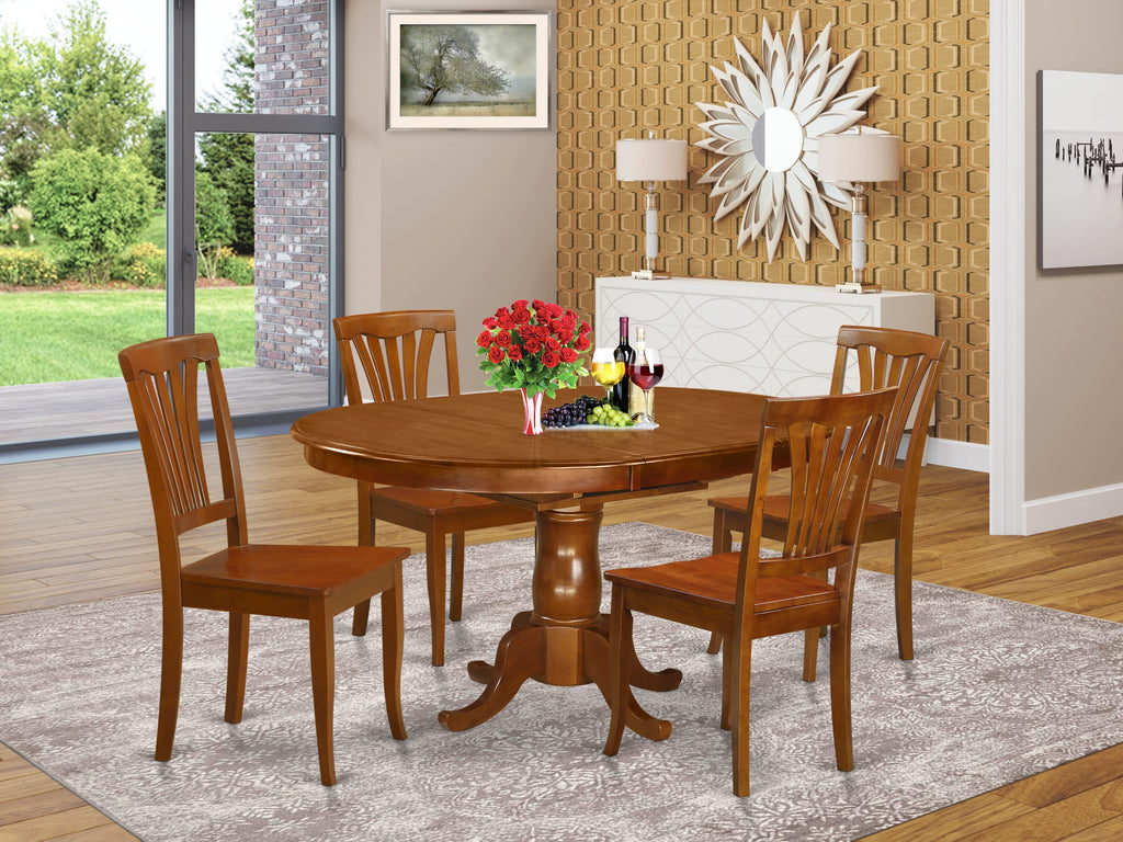 5-Piece Saddle Brown Dining Ensemble POAV5-XHI-Z Oval Table with Chairs