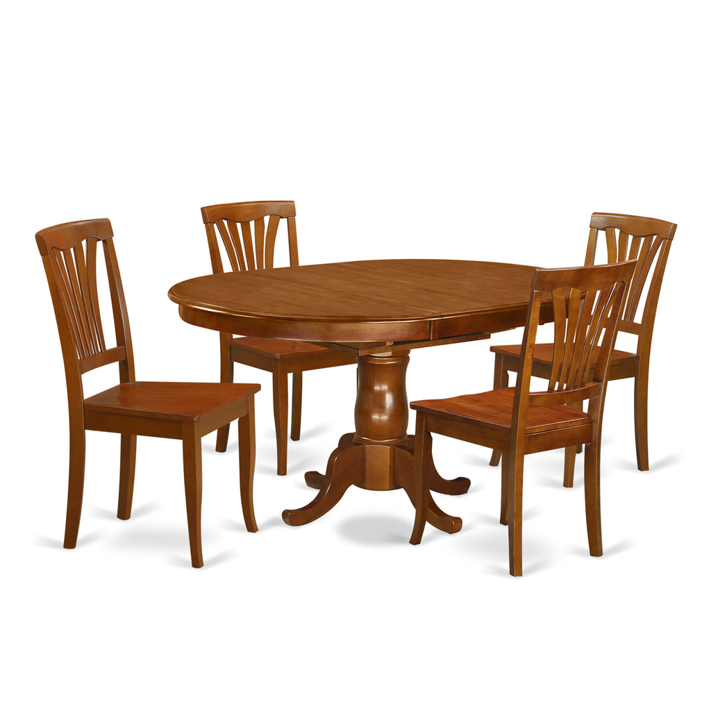 5-Piece Saddle Brown Dining Ensemble POAV5-XHI-Z Oval Table with Chairs