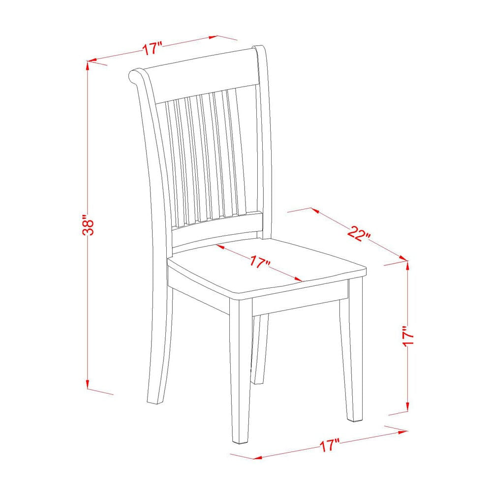 POC-OIL-A Elegant Oak Kitchen Chairs with Slatted Back and Wooden Seat, Pair Set