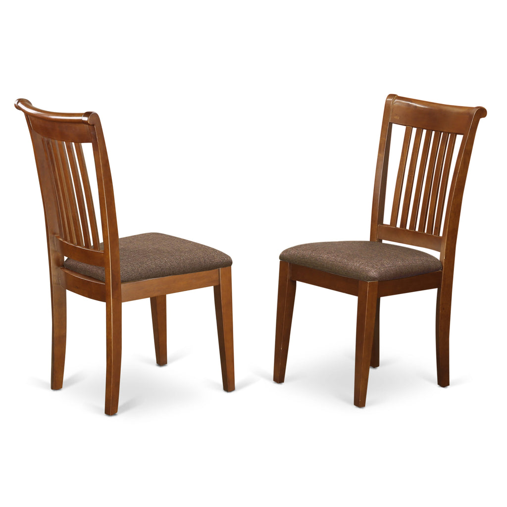 Dining Ensemble PFPO5-3SR-L 5-Piece Square Table & 4 Upholstered Chairs with Butterfly Leaf, 54 Saddle Brown