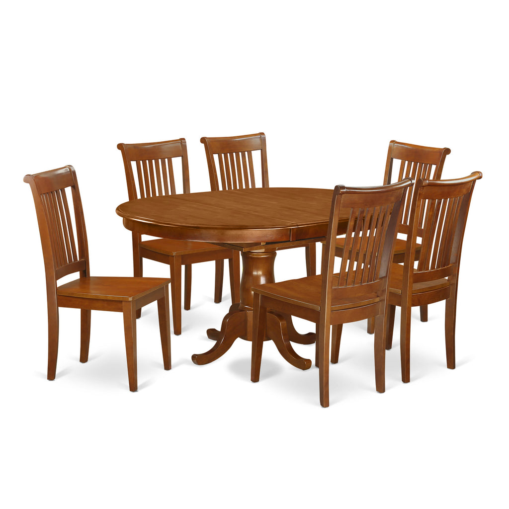 PORT7-YFX-C Elegant 7-Piece Dining Ensemble with Butterfly Leaf Table and Comfortable Chairs, 42x60 Elegance