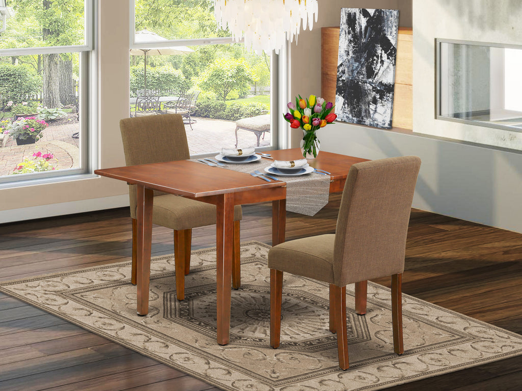 3 Piece Dinette Set PSAB3-PQH-R5 with Expanding Table and 2 Elegant Coffee Chairs for Cozy Dining Spaces, Mahogany-Look