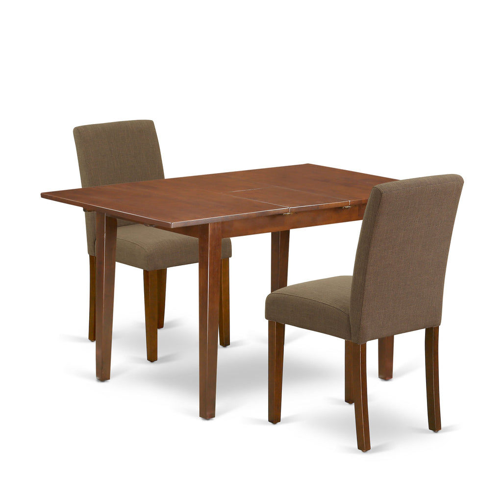 3 Piece Dinette Set PSAB3-PQH-R5 with Expanding Table and 2 Elegant Coffee Chairs for Cozy Dining Spaces, Mahogany-Look