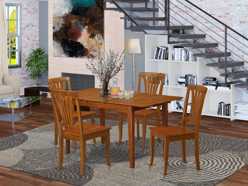 PSAV5-HNB-9 Elegant 5-Piece Dining Ensemble with Expandable Table and 4 Chairs for Contemporary Dining Spaces