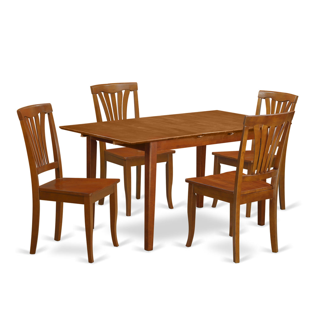 PSAV5-HNB-9 Elegant 5-Piece Dining Ensemble with Expandable Table and 4 Chairs for Contemporary Dining Spaces