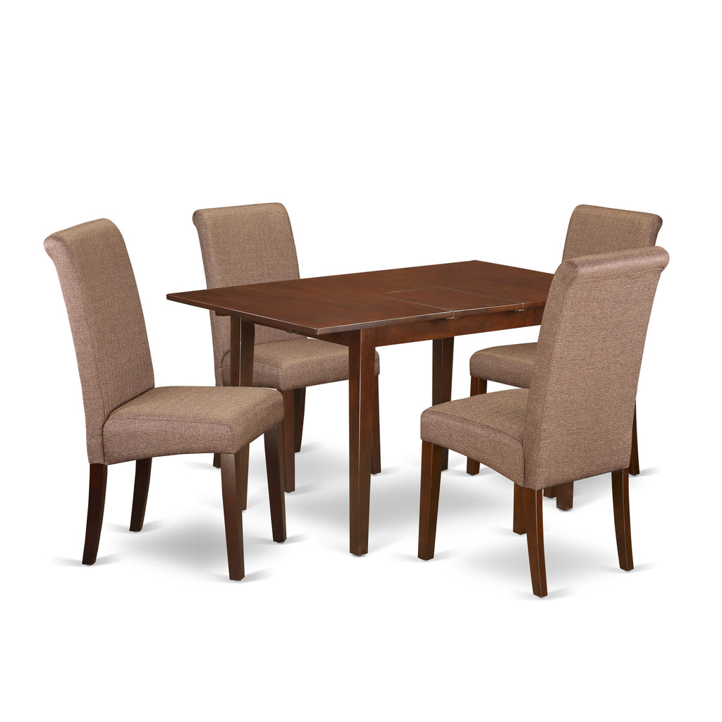 PSBA5-OEZ-VA 5-Piece Dining Set with Extendable Table & Upholstered Chairs, Mahogany Finish