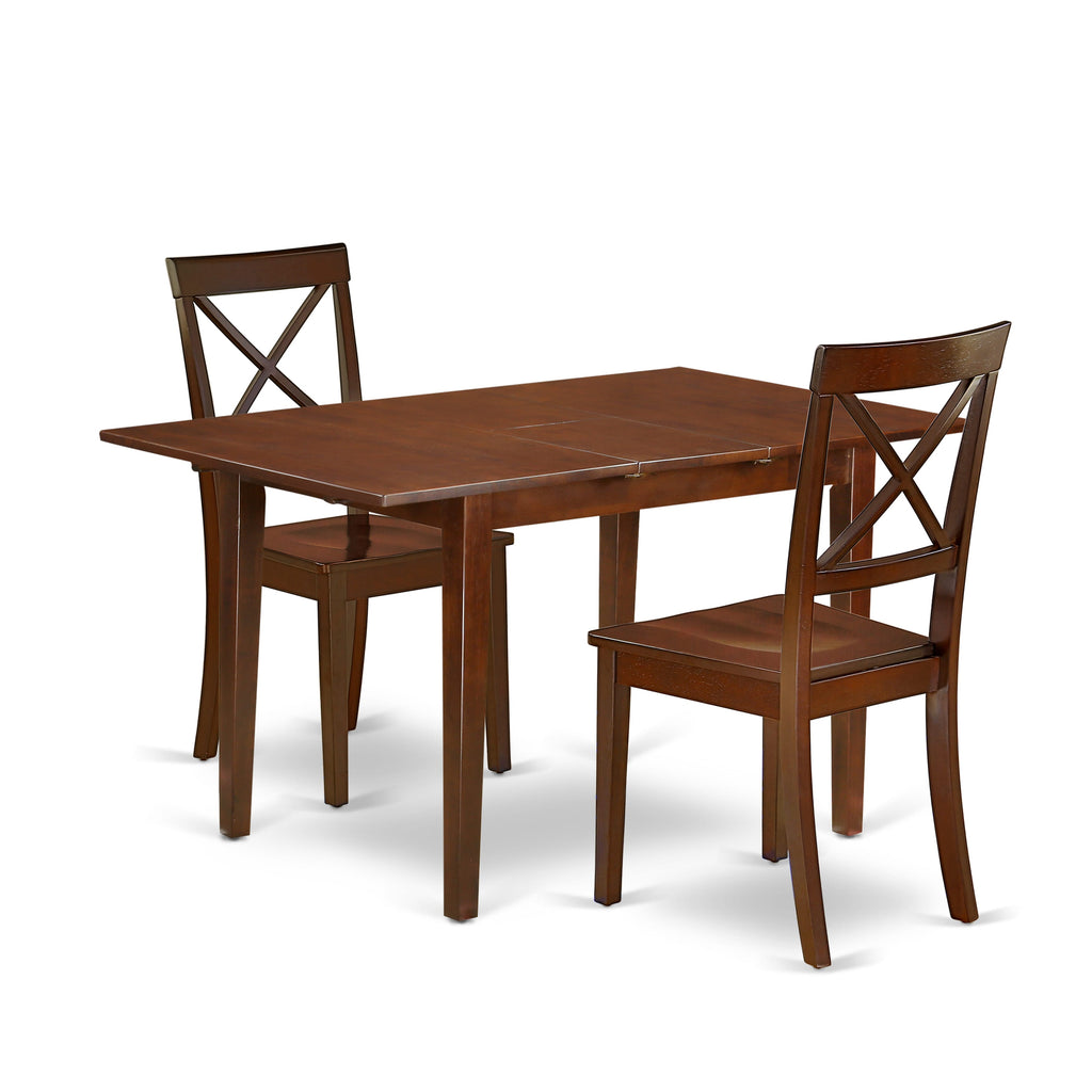 Sophisticated Mahogany Dining Ensemble, PSBO3-0CT-Y 3-Piece Rectangle Set with Butterfly Leaf Table and Chairs