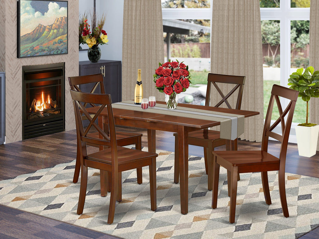PSBO5-GHA-V 5-Piece Dining Ensemble for Four with Extending Table & Chairs, 32x60 Inch Mahogany