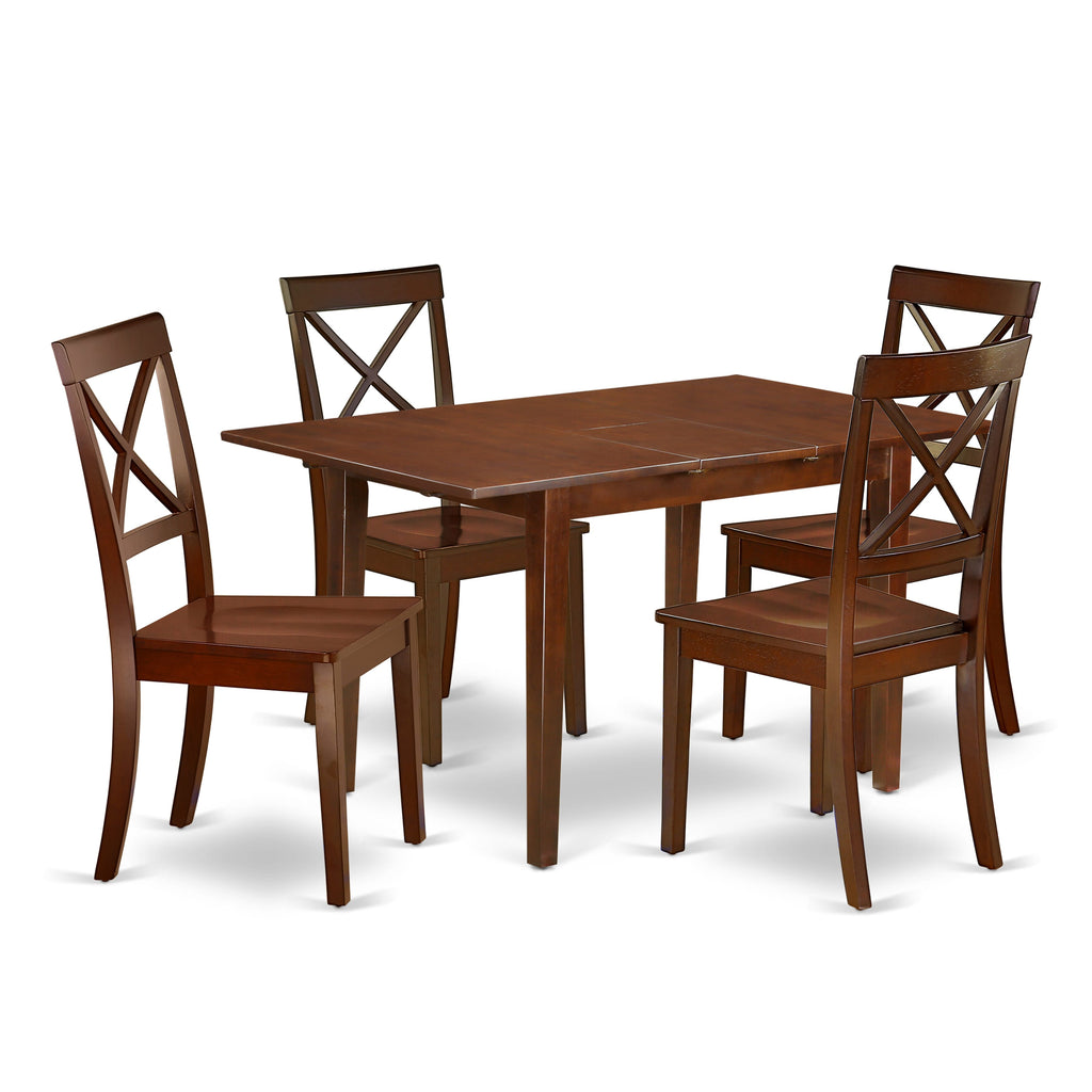 PSBO5-GHA-V 5-Piece Dining Ensemble for Four with Extending Table & Chairs, 32x60 Inch Mahogany