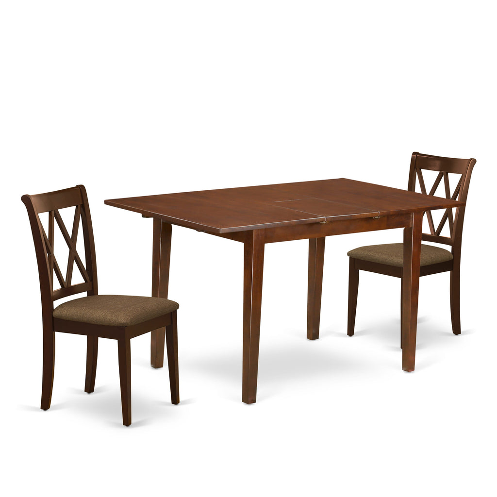 PSCL3-CBK-R Chic 3-Piece Dining Ensemble with Extendable Table and Linen Chairs