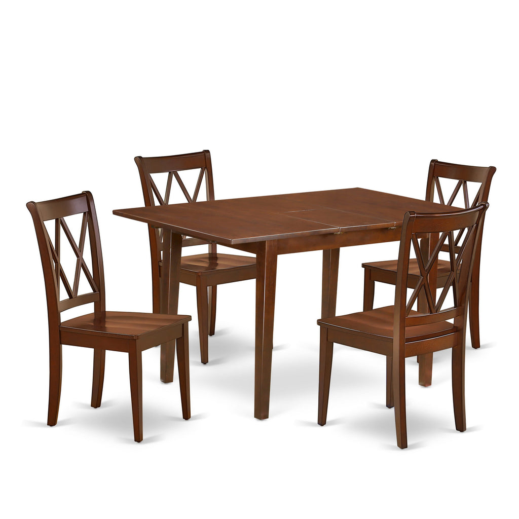 PSCL5-23X-R 5-Piece Kitchen Table Set Expandable Rectangle with Chairs, 32x60 Mahogany Tone