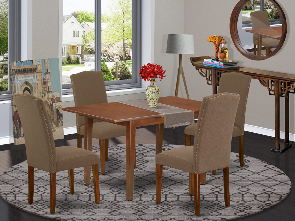 PSEN5-FAN-0I Charming Dining Set for Four with Mahogany Table & Cozy Chairs, 32x60 In