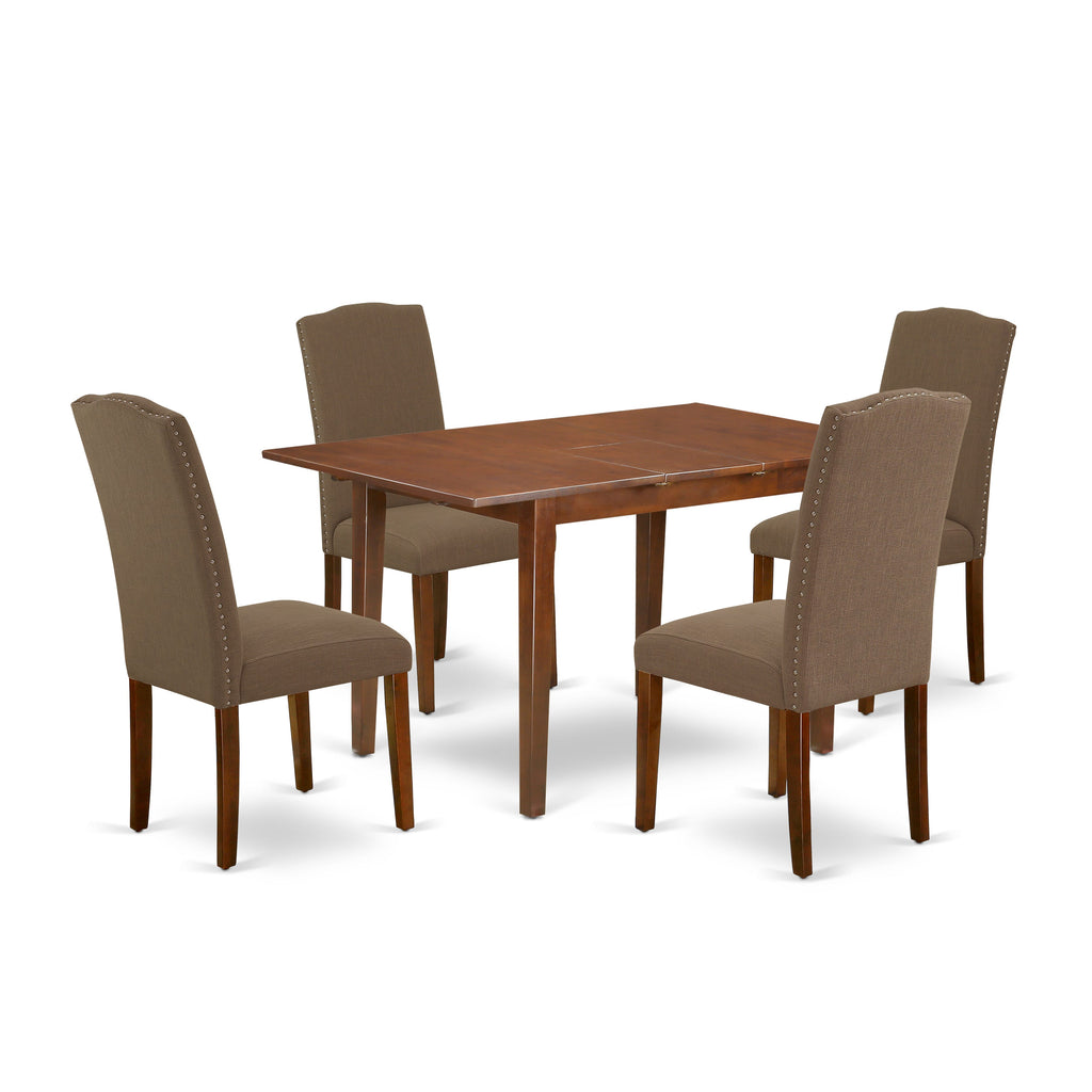 PSEN5-FAN-0I Charming Dining Set for Four with Mahogany Table & Cozy Chairs, 32x60 In
