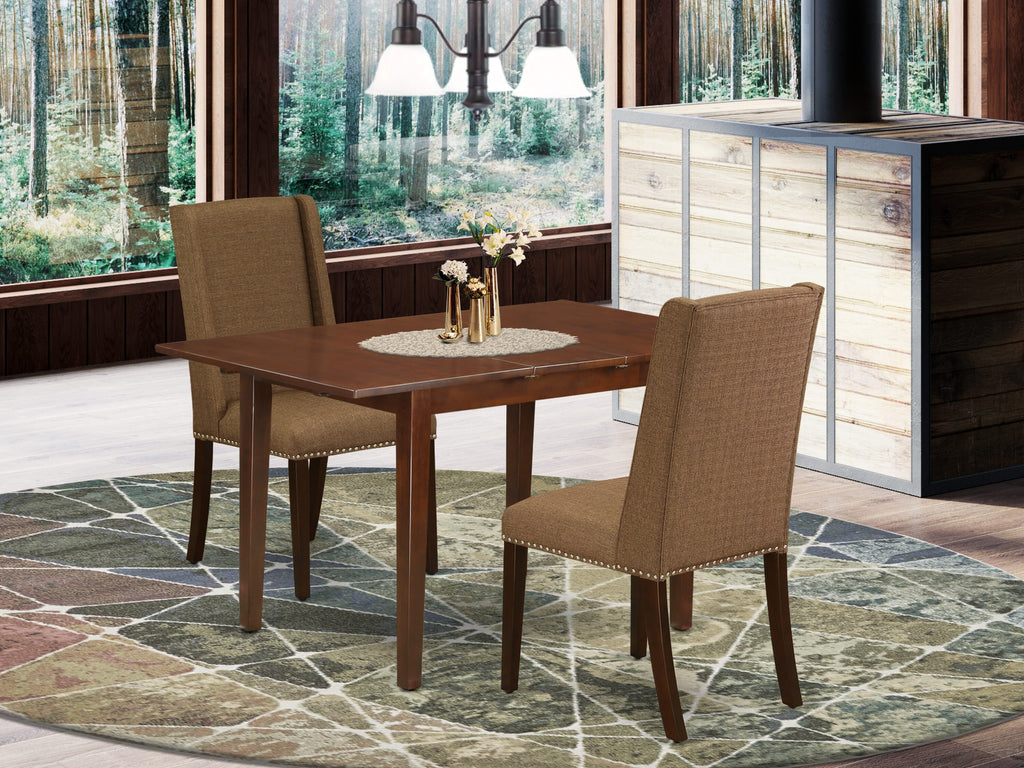 PSFL3-H1K-WM Dining Set 3-Piece Elegant Ensemble with Rectangular Table & Two Parsons Chairs in Mahogany Finish