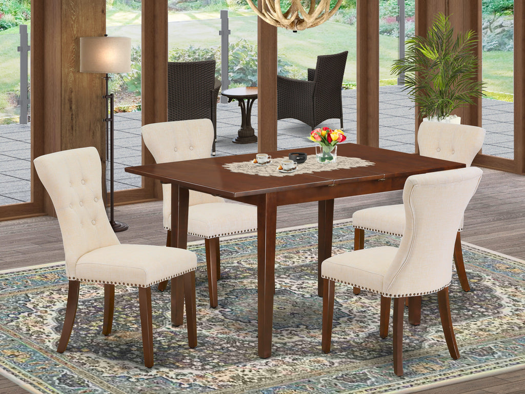 PSGA5-0DI-OU 5-Piece Dining Ensemble with Expandable Rectangular Table and Parson Chairs in Warm Mahogany Finish