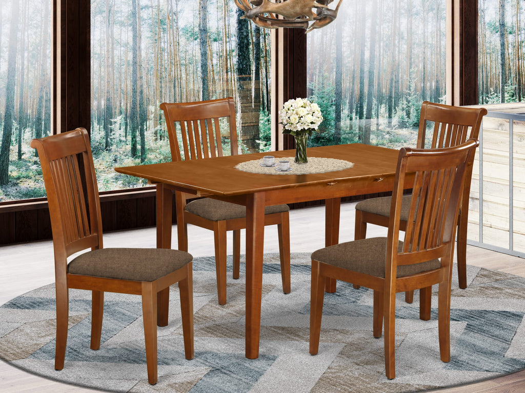 PSPO5-JEG-S Elegant 5-Piece Dining Set with Expandable Butterfly Leaf Table and Comfortable Upholstered Chairs
