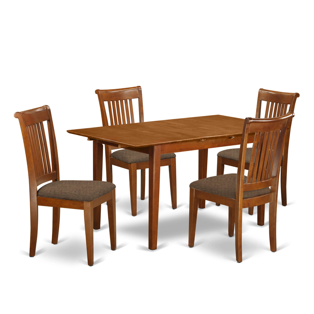 PSPO5-JEG-S Elegant 5-Piece Dining Set with Expandable Butterfly Leaf Table and Comfortable Upholstered Chairs