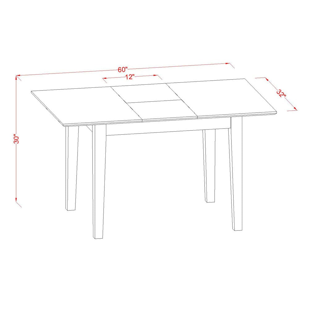 PSML5-UAR-O 
Contemporary Dining Ensemble Set of 5 with Expanding Wooden Table and Linen Seating, 32x60 Inch, Warm Saddle