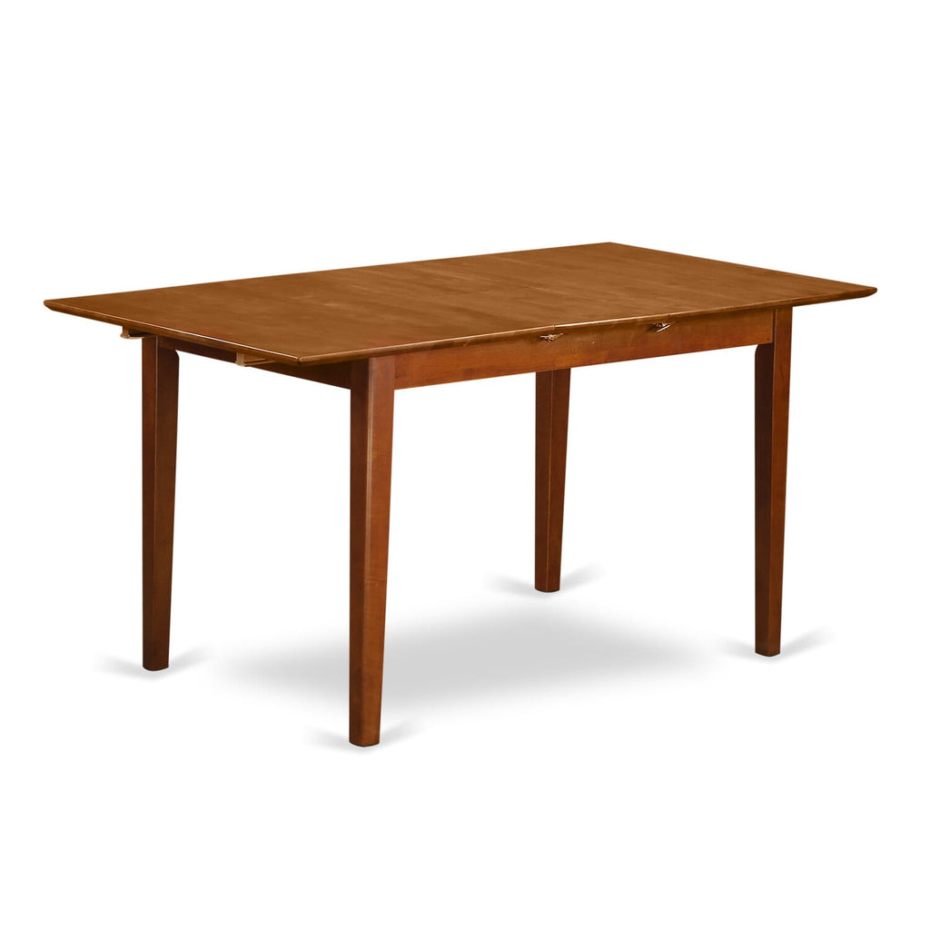 PSML5-UAR-O 
Contemporary Dining Ensemble Set of 5 with Expanding Wooden Table and Linen Seating, 32x60 Inch, Warm Saddle