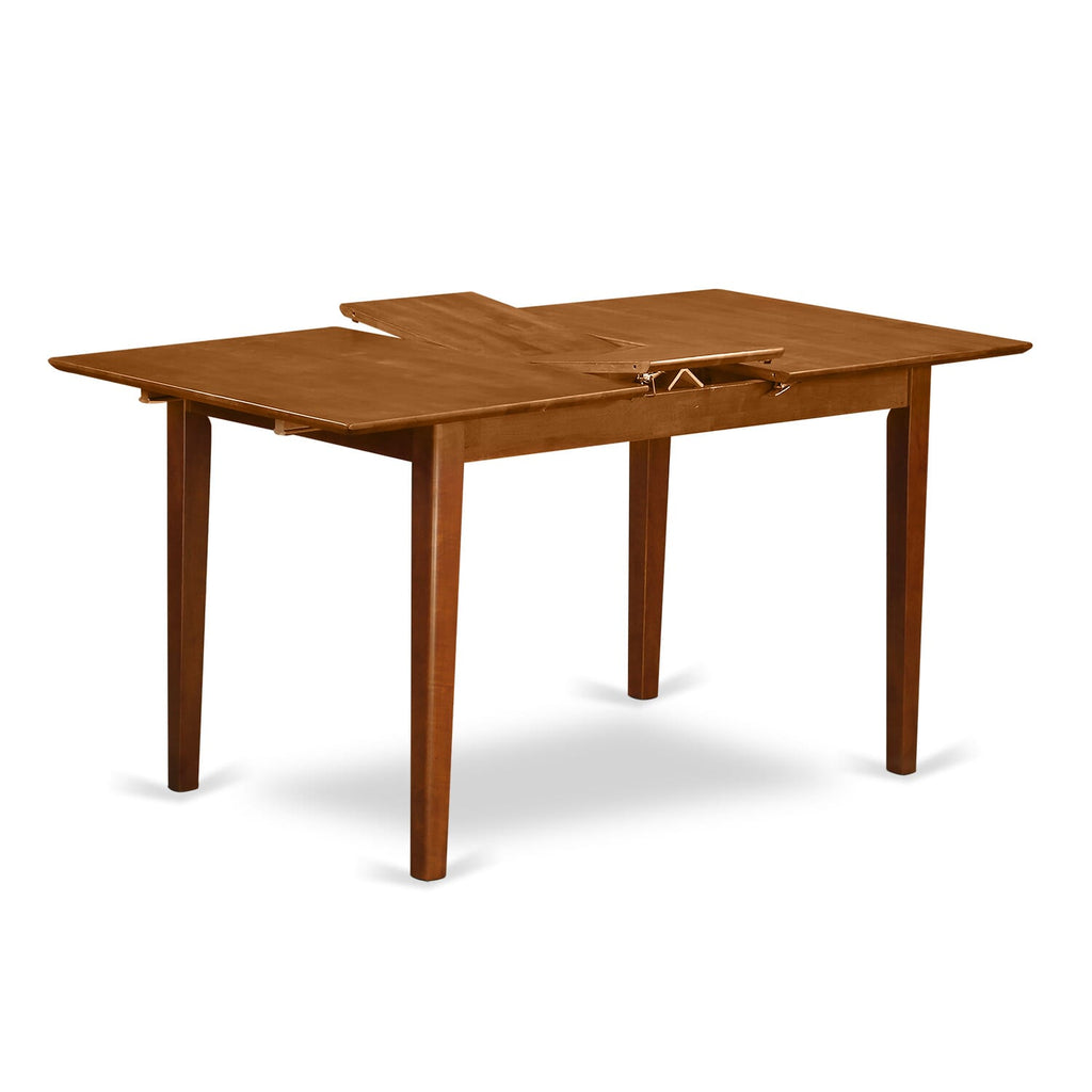 PSML5-UAR-O 
Contemporary Dining Ensemble Set of 5 with Expanding Wooden Table and Linen Seating, 32x60 Inch, Warm Saddle