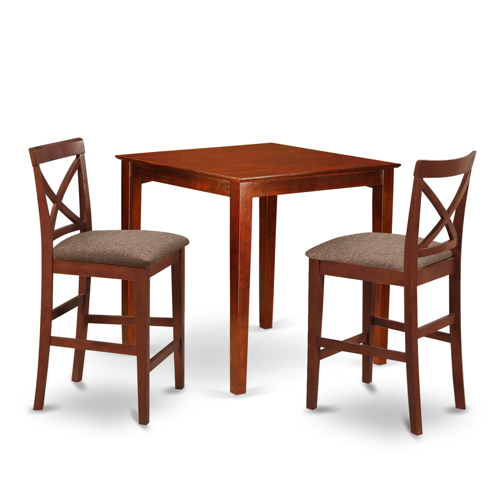 Compact 3-Piece High Counter Dining Set Incl. Square Table & 2 Linen Chairs - Ideal for Cozy Spots,  PUBS3-9DJ-I