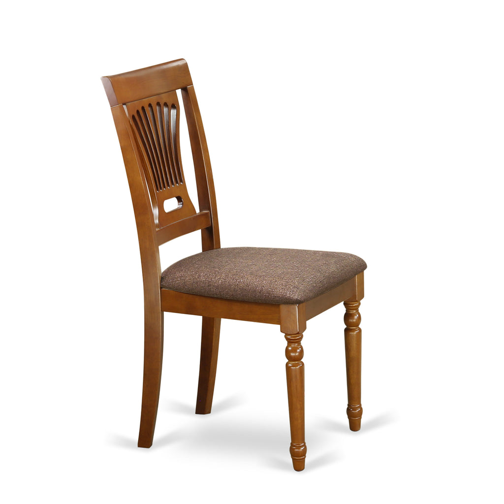 PFPL5-7RK-H 5 Piece Dining Table Set with Foldable Leaf and Four Fabric Dining Chairs, Warm Brown Finish