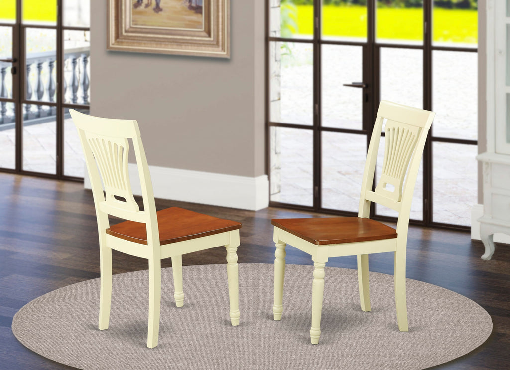 PVC-WF1-T Elegant Back Solid Wood Dinner Seating for Kitchens - Set of 2 in Warm Buttermilk and Cherry