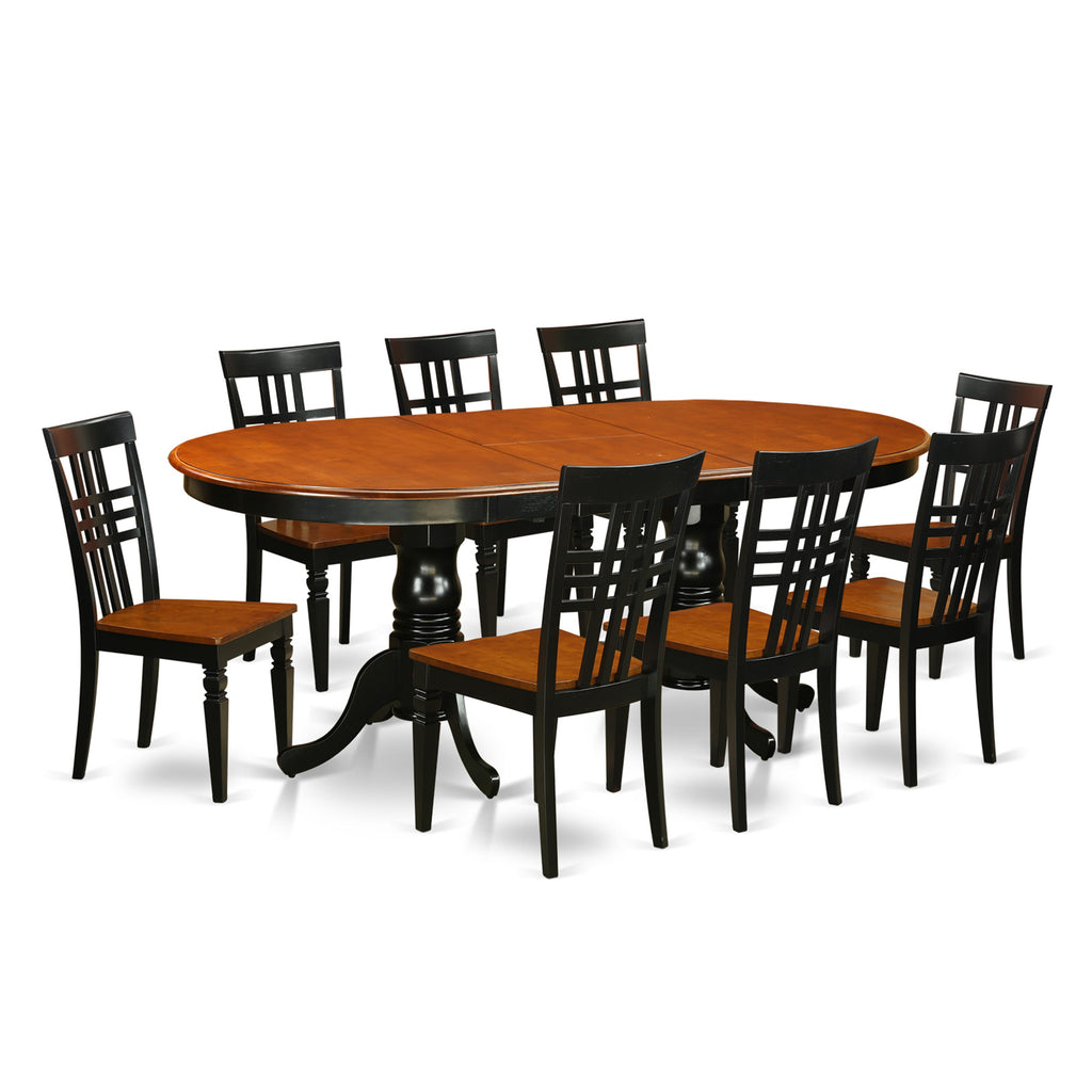 PVLG9-EOG-4 9-Piece Dining Collection with Oval Table and Eight Chairs 42x78 in, Black & Cherry Design