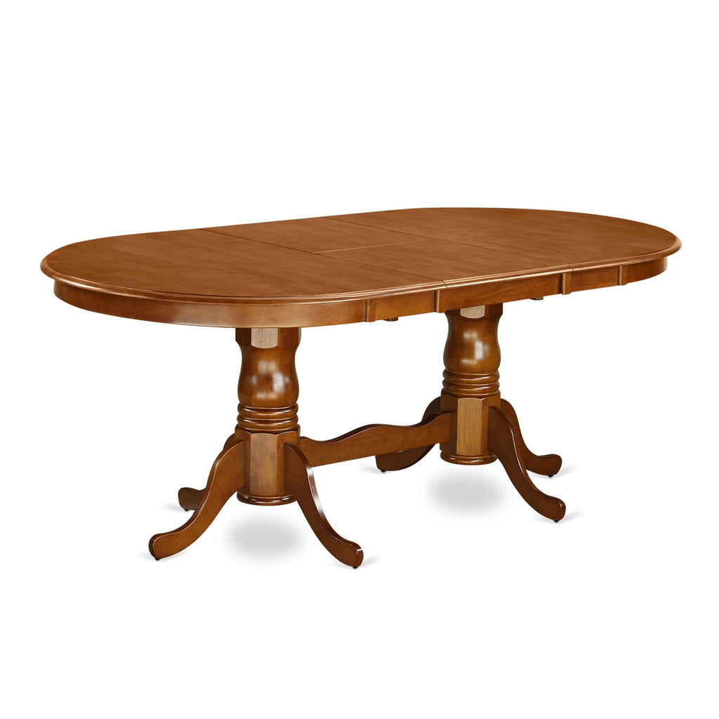 PLML7-6IP-D Seven-Piece Dining Ensemble Oval Table with Foldable Insert & Six Saddle Brown Seats, 42x78