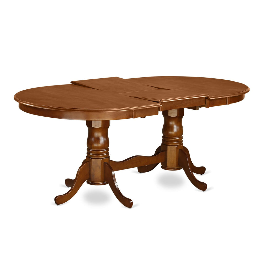 PLML7-6IP-D Seven-Piece Dining Ensemble Oval Table with Foldable Insert & Six Saddle Brown Seats, 42x78