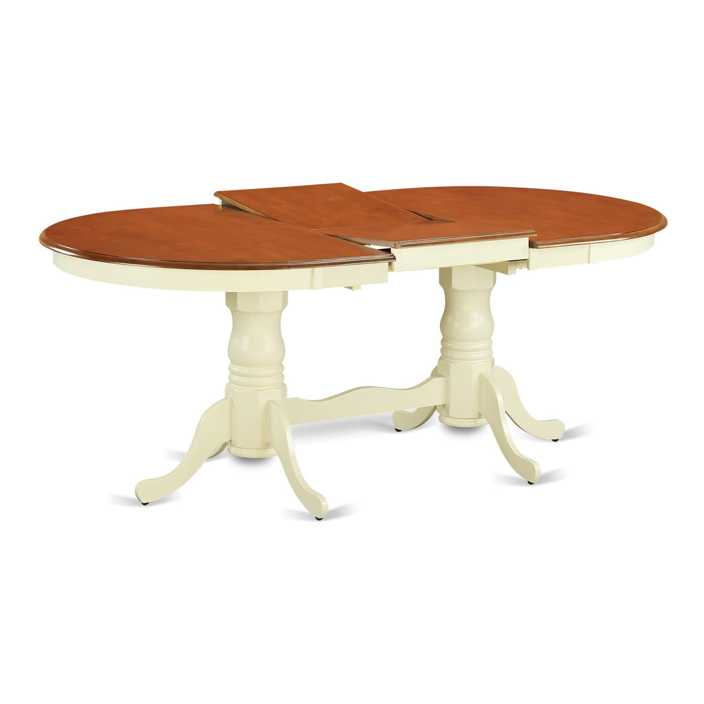 PLDO5-6IP-8 5-Piece Dining Ensemble Oval Table with Extension Leaf & 4 Buttermilk Chairs