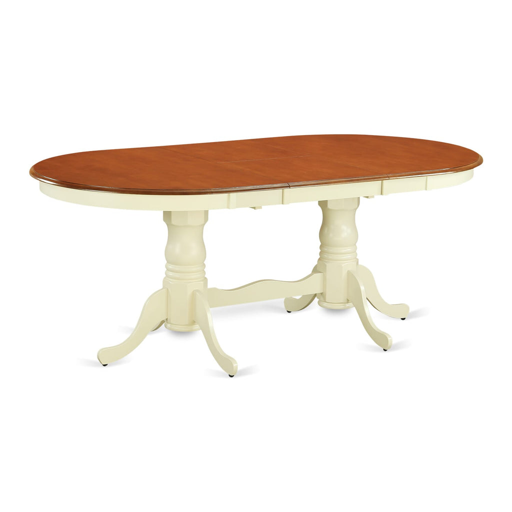 PLDO5-6IP-8 5-Piece Dining Ensemble Oval Table with Extension Leaf & 4 Buttermilk Chairs