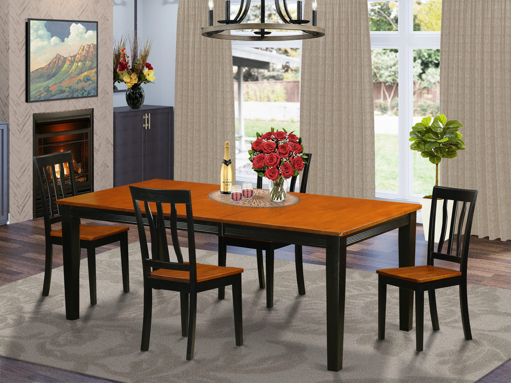 QUAN5-CMX-L Elegant 5-Piece Dining Ensemble with Expandable Table & Four Chairs in Black Cherry Finish