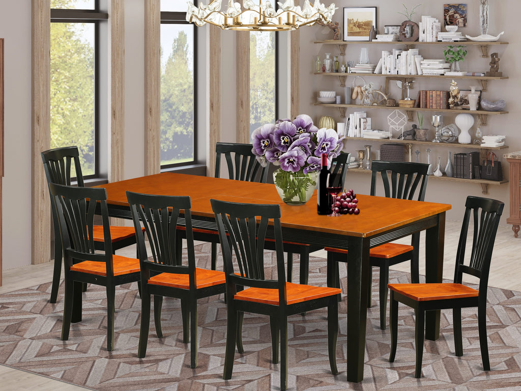 QUAV9-HH2-F 9-Piece Dining Ensemble Featuring Elegant Wood Table and Sleek Chairs