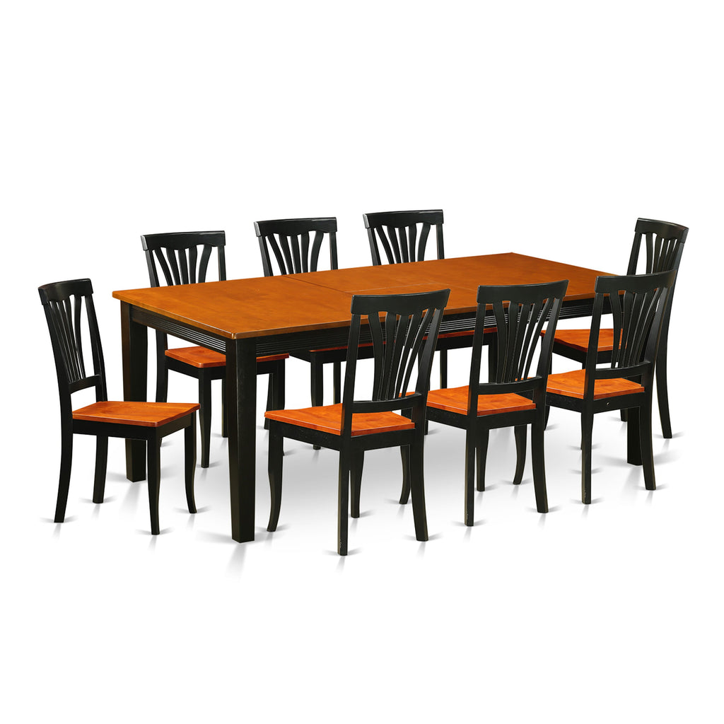 QUAV9-HH2-F 9-Piece Dining Ensemble Featuring Elegant Wood Table and Sleek Chairs