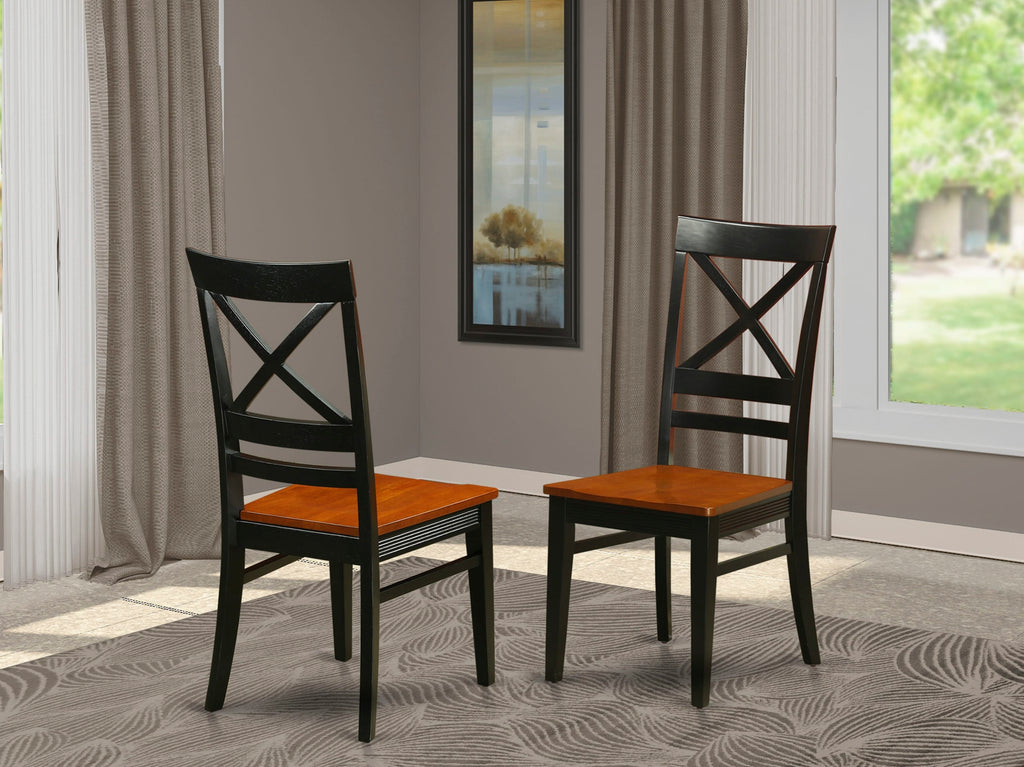 QUC-BFG-X - Elegant Quincy Cross Back Dining Set of 2 Chairs Black & Cherry Finish