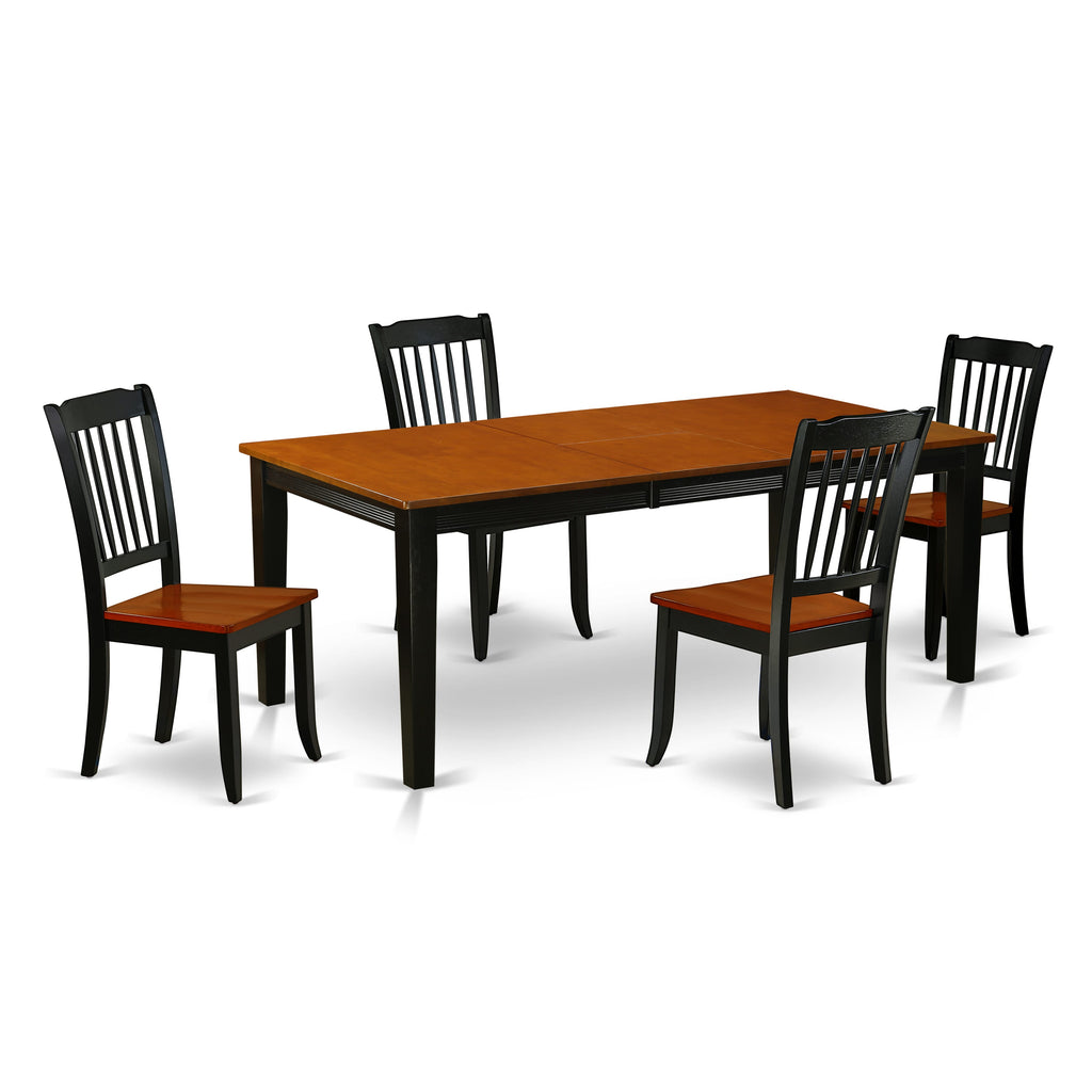 Stylish QUDA5-HS7-Q 5-Piece Dining Ensemble with Expandable Table & Seating for Four, Elegant Black Cherry Finish