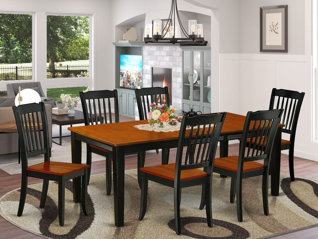 Elegant Dining Ensemble QUDA7-BF0-I 7-Piece Set with Table and 6 Wood Chairs in 40x78 Black Cherry