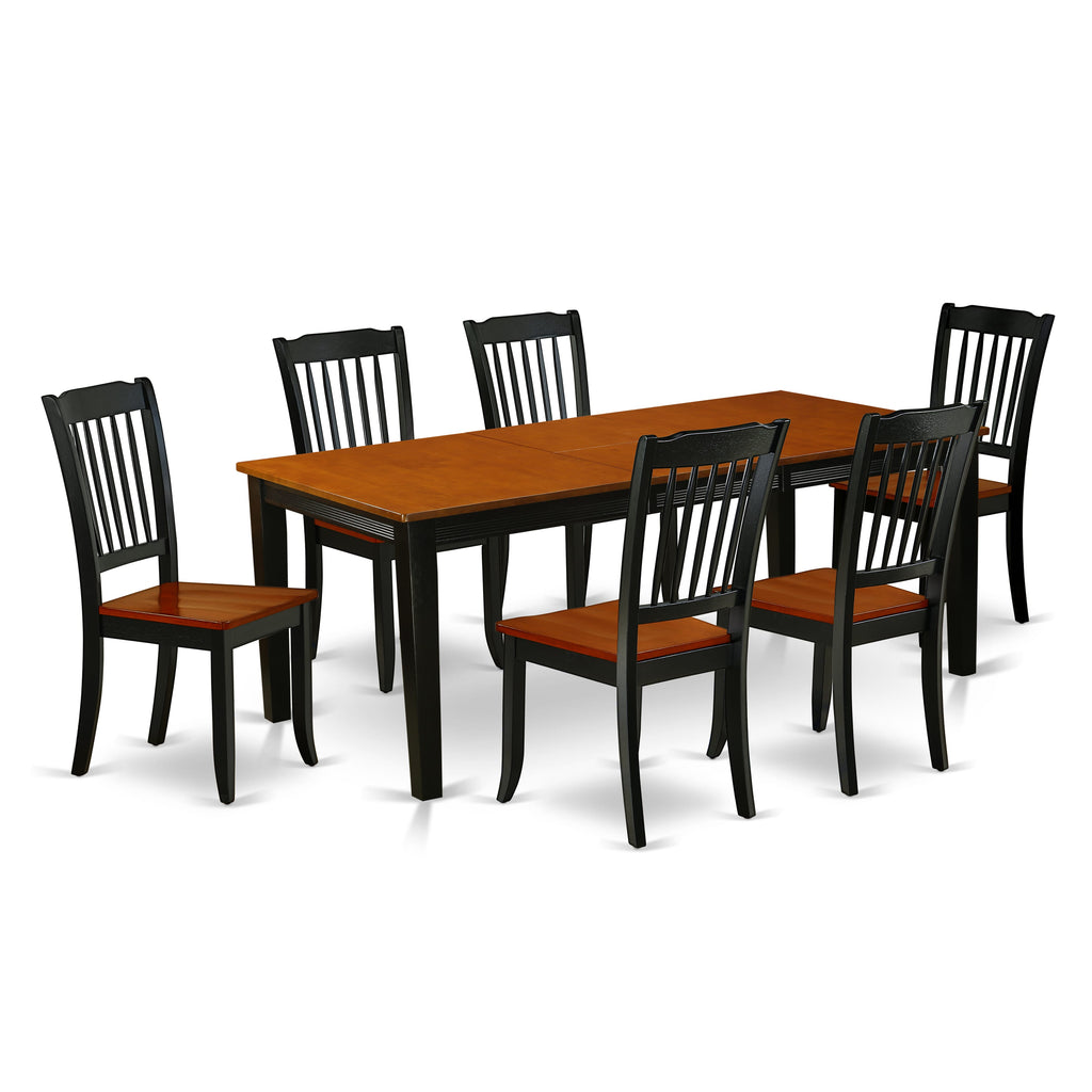 Elegant Dining Ensemble QUDA7-BF0-I 7-Piece Set with Table and 6 Wood Chairs in 40x78 Black Cherry