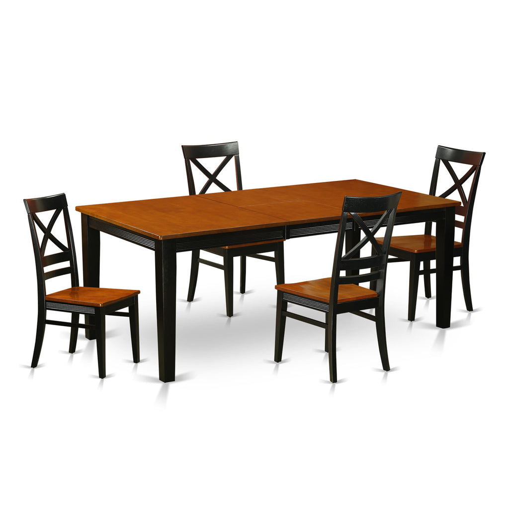 QUIN5-MS6-A 5-Piece Dining Room Set with Rectangular Table and 4 Chairs, Black & Cherry Blend