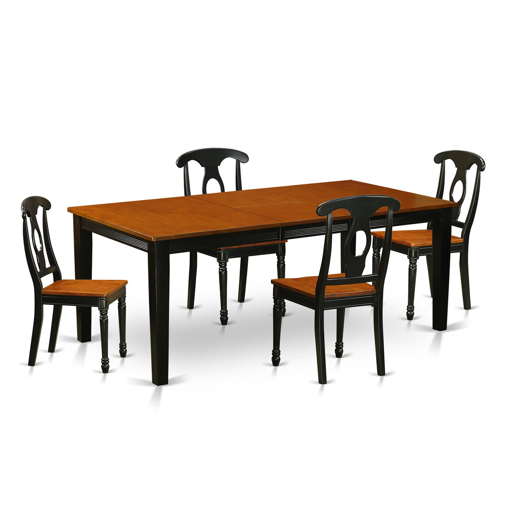 QUKE5-5R5-C 5-Piece Dining Ensemble, Expanding Table & Seating for Four, Black-Cherry Fusion