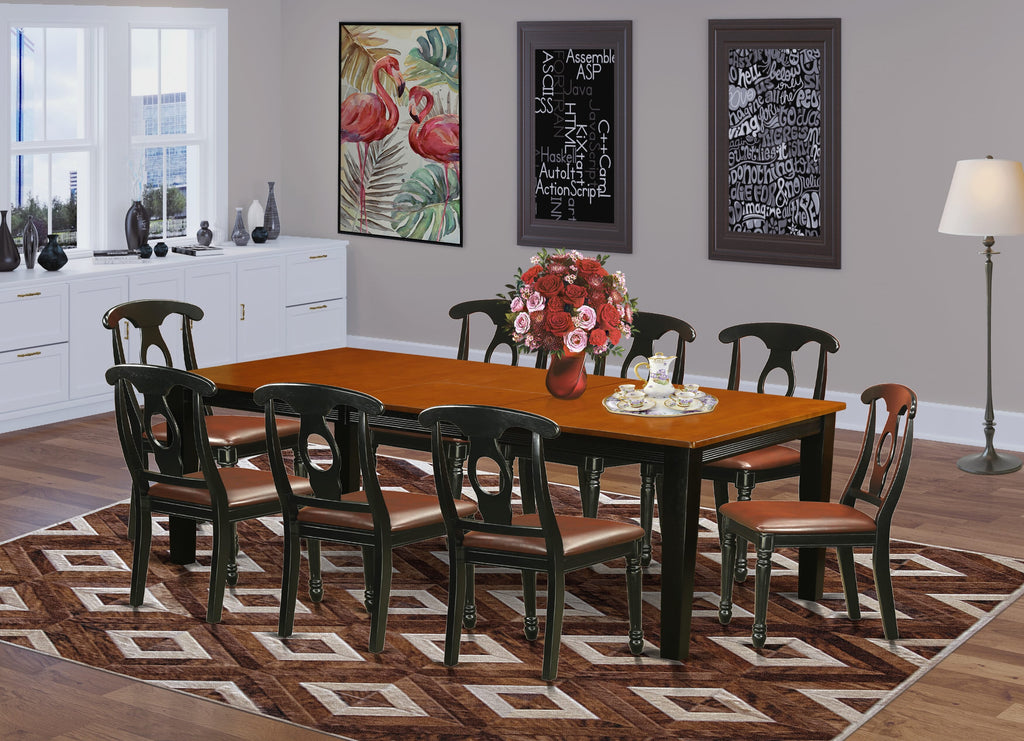 9-Piece Dining Ensemble QUKE9-VDB-JF with Expanding Table and 8 Deluxe Chairs in Dark Finish