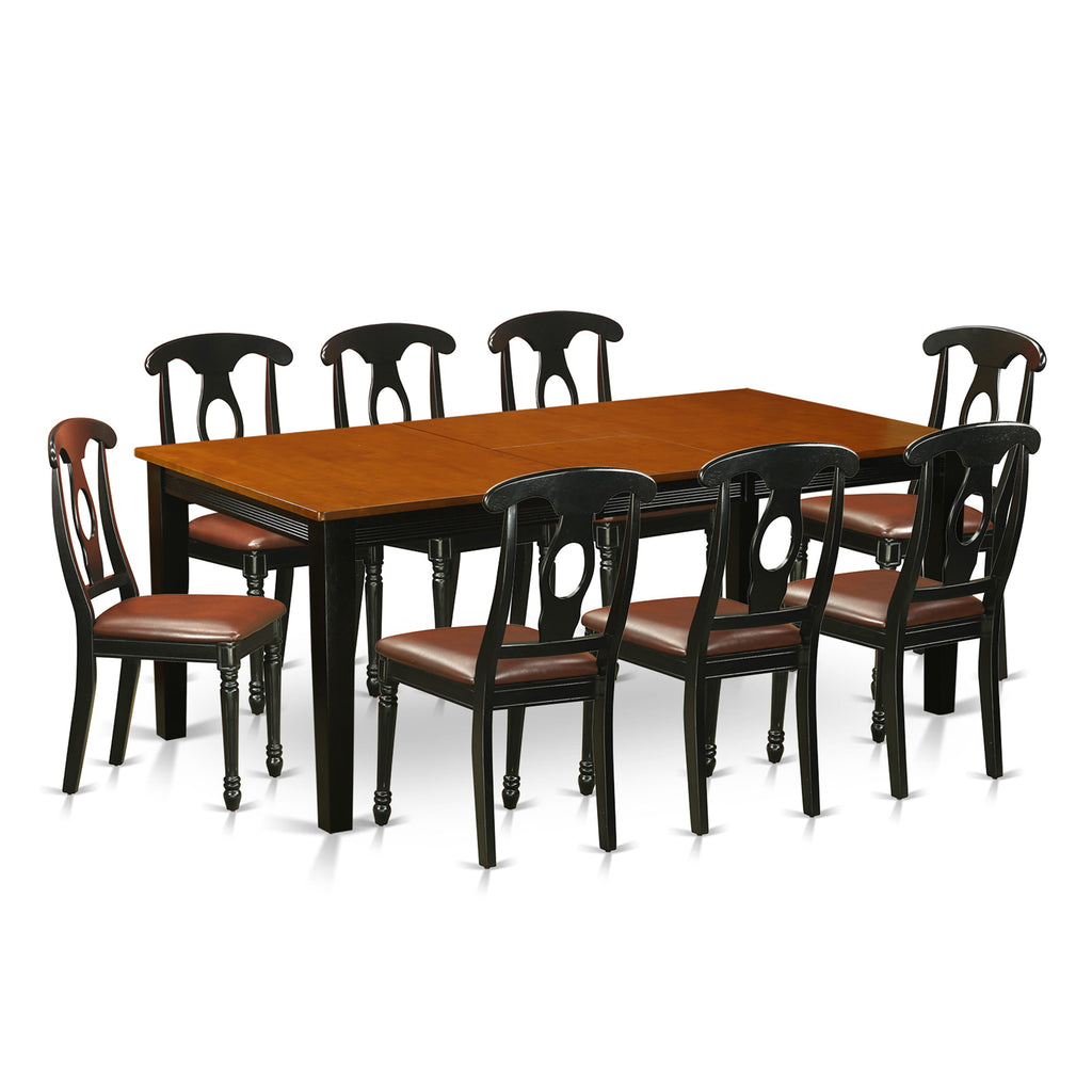 9-Piece Dining Ensemble QUKE9-VDB-JF with Expanding Table and 8 Deluxe Chairs in Dark Finish
