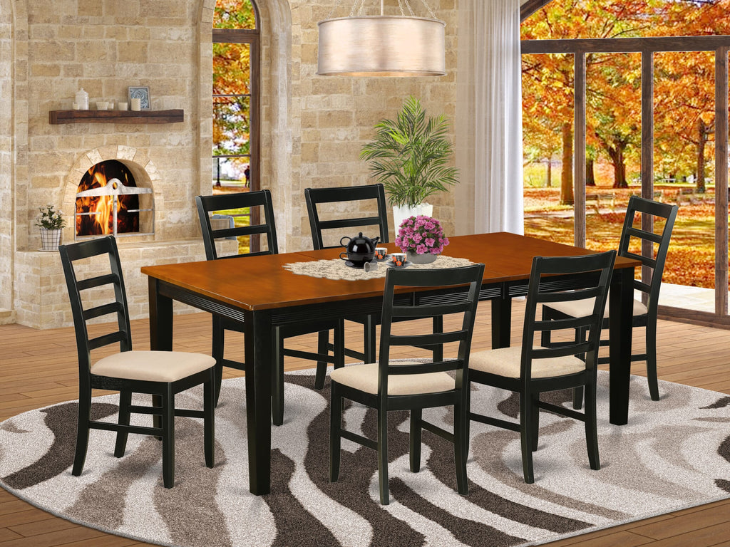 QUPF7-RAY-0  7-Piece Dining Set with Rectangular Table, Butterfly Leaf & Upholstered Seats