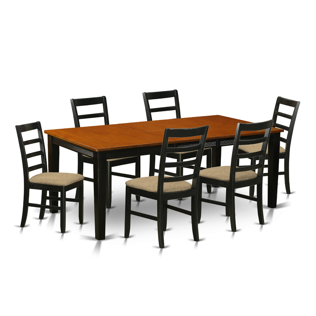 QUPF7-RAY-0  7-Piece Dining Set with Rectangular Table, Butterfly Leaf & Upholstered Seats